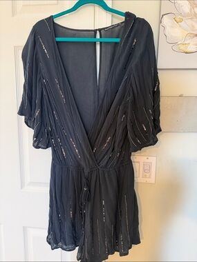 Abercrombie & Fitch Dark Navy Blouse with Sequin Accent